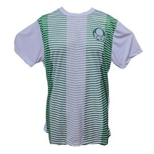 Camiseta Palmeiras Torcedor Licenciada Listrada - Branca e Verde