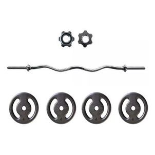 Kit Musculação 16kg Anilhas + Barra W 120cm Maciça Com Rosca