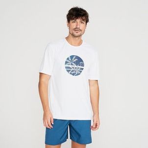 Camiseta Masculina de Surf e Bodyboard Proteção UV50+ Olaian Branca