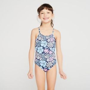 Maiô Infantil de Surf Cruzado Olaian Azul-floral