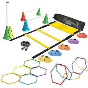 Kit Treino Futebol Agilidade Fucional Cones Escada Argolas De Circuito Corda