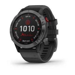 Relógio Monitor Cardíaco Com Gps Garmin Fenix 6 Pro Solar Unissex - Chumbo/Preto