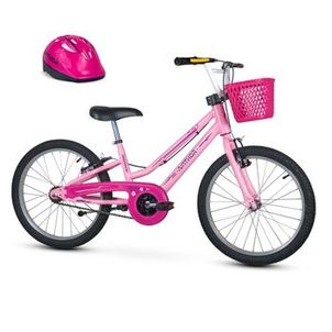 Bicicleta Feminina Aro 20 Rosa Bella com Capacete