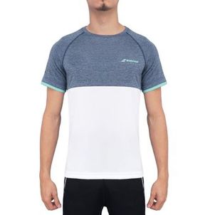 Camiseta Babolat Play Neck Tee Branca e Azul Mesclado