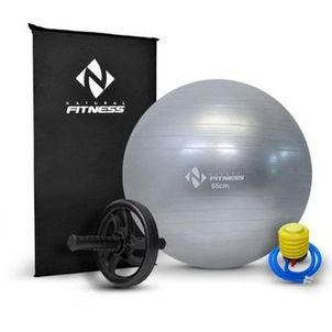 Kit  Colchonete + Bola Suiça 65 Cm + Roda Abdominal