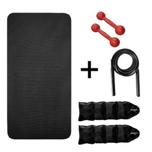 Kit Colchonete Preto 20mm + Par Halter 3kg + Par Caneleira 1kg + Corda PVC