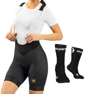 Bretelle ciclismo feminino Free Force Performance Gel + meia