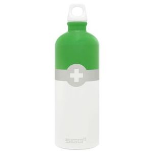 Garrafa Siggs Swiss Logo Alumínio 1Lt Verde Branca e Prata