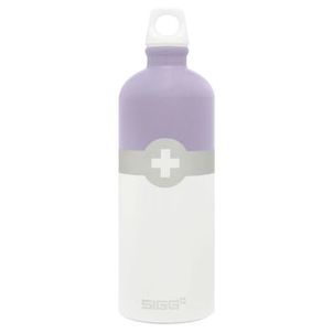 Garrafa Siggs Swiss Logo Alumínio 1Lt Lilás Branca e Prata