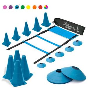 Kit 1 Escada de Agilidade + 10 Cones + 10 Chapéu Chines + 01 Corda - Azul