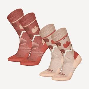 Meia Infantil de Caminhada Cano Médio SH100 (Conjunto de 2 pares) Quechua Begê-claro