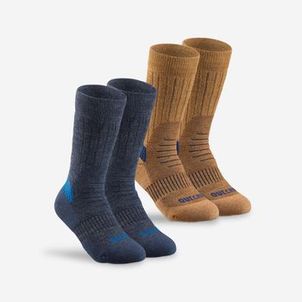 Meia Infantil de Caminhada Cano Médio SH100 (Conjunto de 2 pares) Quechua Azul
