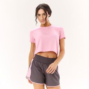 Camiseta Crop Fit Feminina de Fitness 120 Rosa