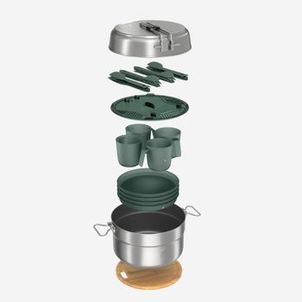 Conjunto de Cozinha de Trilha Inox para 4 pessoa NH500 Quechua Verde