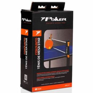 Conjunto Tênis de Mesa Star 2 Raquetes 3 Bolas Rede Retratil - Poker