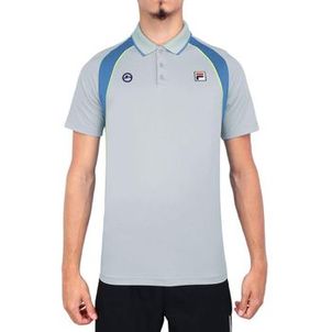 Camisa Polo Fila Backspin Short Sleeve Rio Open 25 Cinza Azul e Amarelo