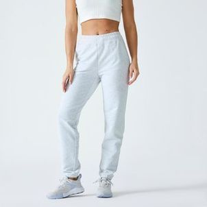Calça Feminina de Pilates Slim 500 Domyos Cinza-claro