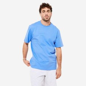 Camiseta Masculina de Pilates Essentials 500 Domyos Azul-lavanda