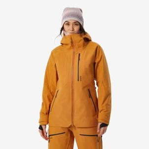 Casaco feminino de Ski Freeride 500 Padding Marrom-dourado