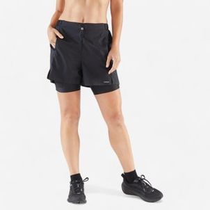 Shorts Feminino 2 em 1 de Corrida Run 500 Preta
