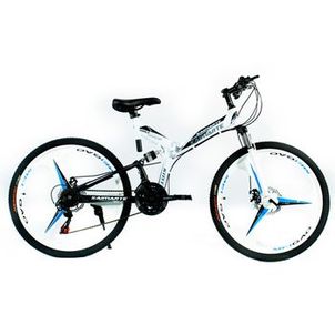 Bicicleta Aro 26 Freio Disco Bike Dobrável EasyFold 21 Marchas Roda Magnésio Branco Azul WCT Fitness
