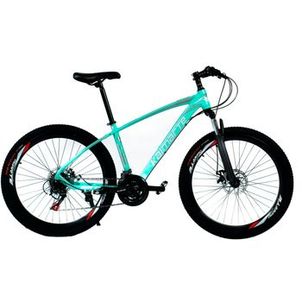 Bicicleta Aro 26 Alumínio Bike 21 Vel Freio a Disco Azul Claro e Preto WCT FITNESS