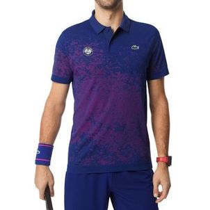 Camisa Polo Lacoste Slim Sport Roland Garros Edition Azul e Rosa