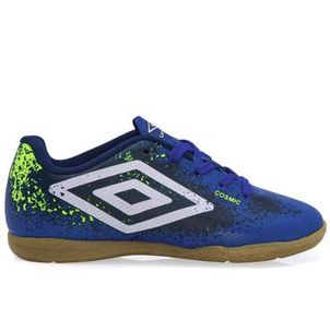 Chuteira Umbro Futsal Cosmic Azul Branco e Limão