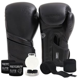 Kit Luva Boxe Muay Thai Elite Pretorian + 2 Par Bandagem + Bucal
