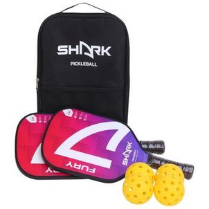 Kit Shark Pickleball - 2 Raquetes, 4 Bolas e 1 Capa de Transporte