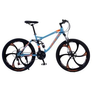 Bicicleta Aro 26 Bike Roda Magnésio Terra Viva 21 Marchas Aço Carbono Azul Laranja WCT Fitness
