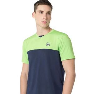 Camiseta Fila Block Masculina - Marinho/Verde Claro