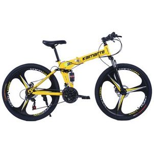 Bicicleta Aro 26 Bike Dobrável Aço Carbono Freio a Disco 21V  CityFlow Amarelo WCT FITNESS