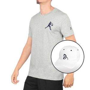 Boné e Camiseta Lacoste Tennis Novak Djokovic Th1044 Cinza