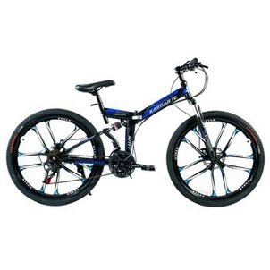 Bicicleta Aro 26 Freio Disco Bike Dobrável Azul Preto EasyFold 21 Marchas Roda Magnésio WCT Fitness