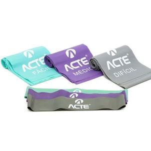 Kit Bands, 3 Faixas Bands + 3 Mini Bands, TPE, Facil Médio e Difícil, Azul Roxo e Cinza, T270, Acte Sports