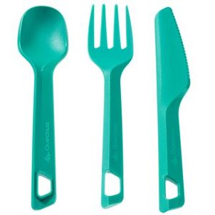 Conjunto de talheres camping Quechua Verde