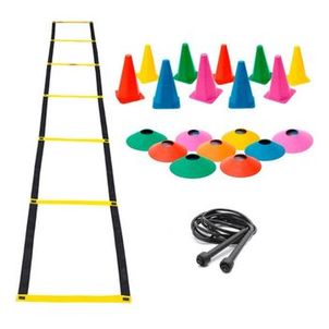 Kit Funcional Treino Agilidade Velocidade 1 Escada 5 Chapéu 5 Cones 1 Corda