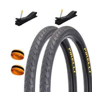 Par Pneu Pirelli 700x32 Phantom 29 + 2 Câmara Bico Fino + 2 Fita Anti Furo