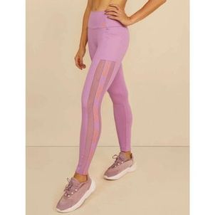 Calça Legging Running Alto Giro Feminina Tule Bolso Lateral