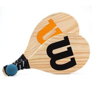 Kit Frescobol Wilson Logo Pinus com 2 Raquetes e 1 Bola - Laranja e Preta