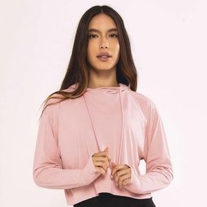 Cropped Feminino Alto Giro Luna Manga Longa Capuz