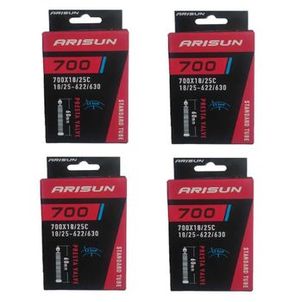 4x câmara de ar 700 x 18/25 bike Arisun bico fino 60 mm