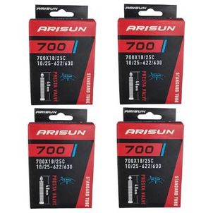 Kit 4x câmara de ar 700 x 18/25 bike Arisun bico fino 48 mm