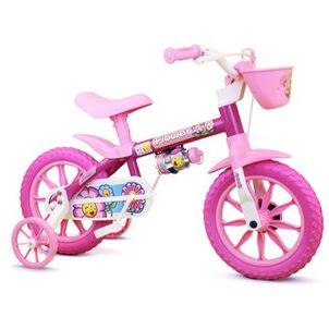 Bicicleta com Rodinha Aro 12 Infantil Feminina Flower