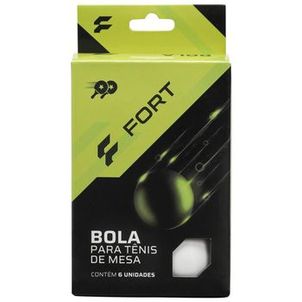 Bola de Tênis de Mesa Fort 2 Estrelas - Pack com 06 Bolas Branca
