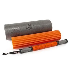 Rolo 3x1 Acte Sports T115, Rolo de Massagem, Rolo com Ranhuras e Bastão de Massagem