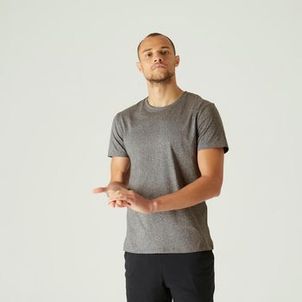 Camiseta Masculina de Pilates 100 Nyamba Cinza