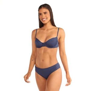 Conjunto Top Meia Taça + Calcinha Alta Marinho
