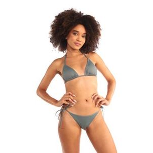 Conjunto Top Cortininha + Calcinha Lacinho Verde Militar